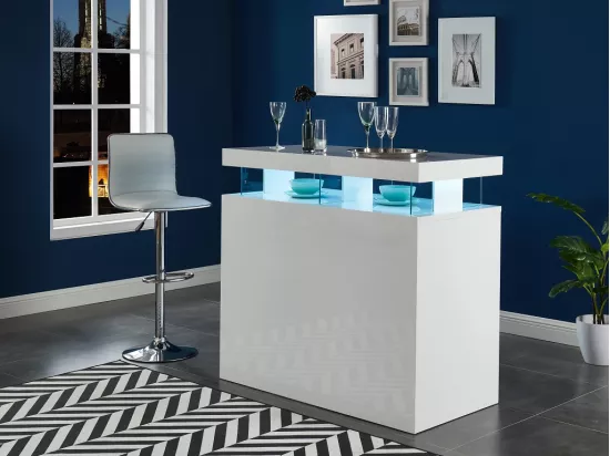 Meuble de bar avec LEDS en MDF blanc laqué - FABIO II