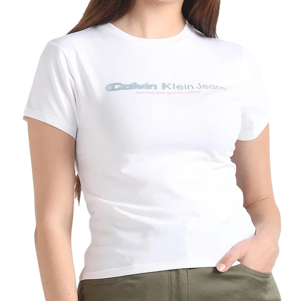 Calvin Klein Jeans T-shirt Blanc Femme Calvin Klein Jeans Slogan Fitted