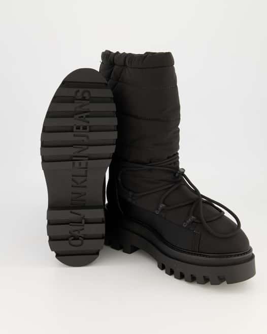 Calvin Klein Jeans Flatform Snow Boot Nylon Winterstiefel in Schwarz