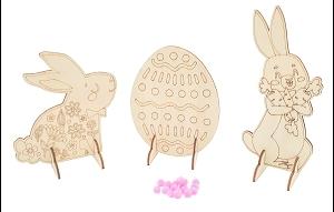 3 MOTIFS DE PAQUES BOIS A COLORIER ET A POSER