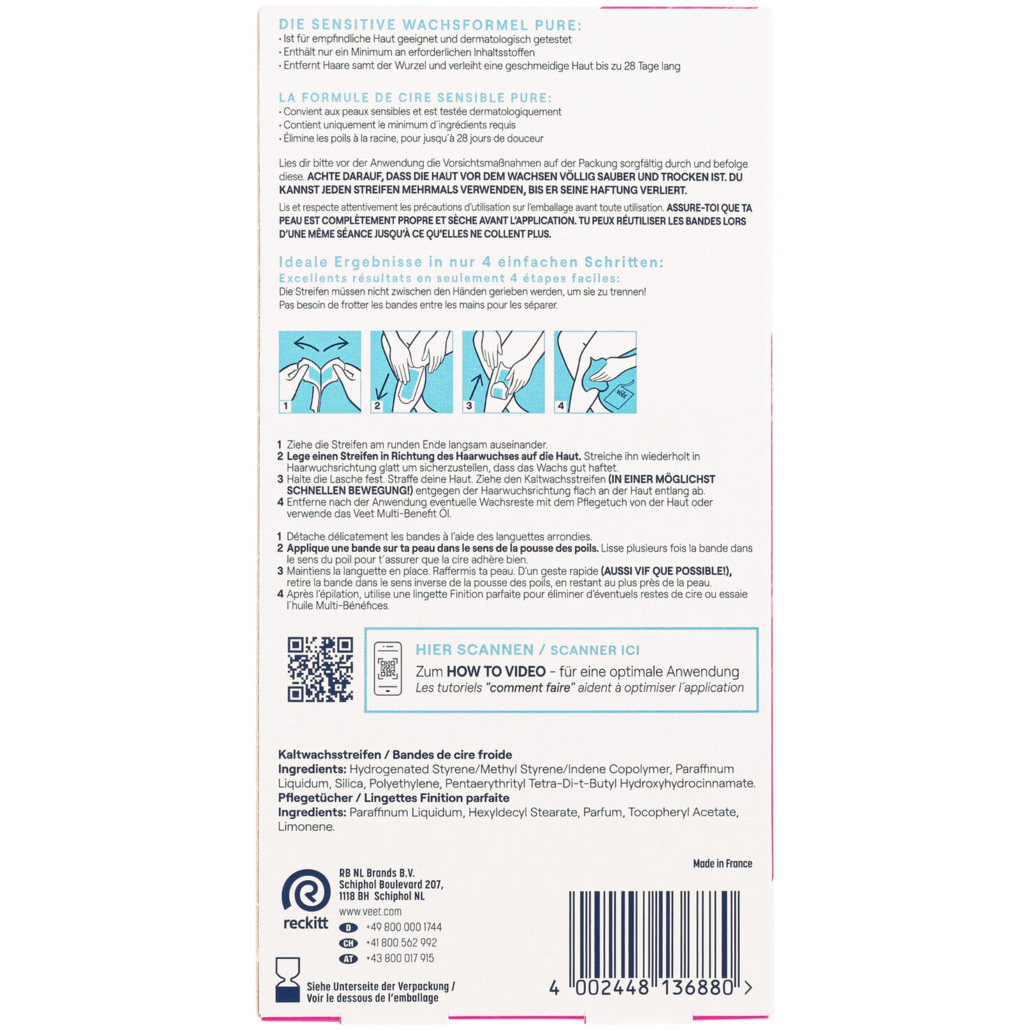 Veet Kaltwachsstreifen Bigpack Körper & Beine 40 Stück