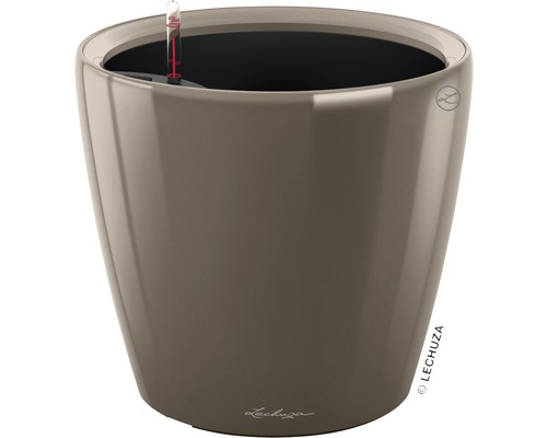 Lechuza Classico LS bloempot Ø 21 x H 20 cm taupe incl. zelfbewateringssysteem, plantenbak, substraat, waterniveau-indicator