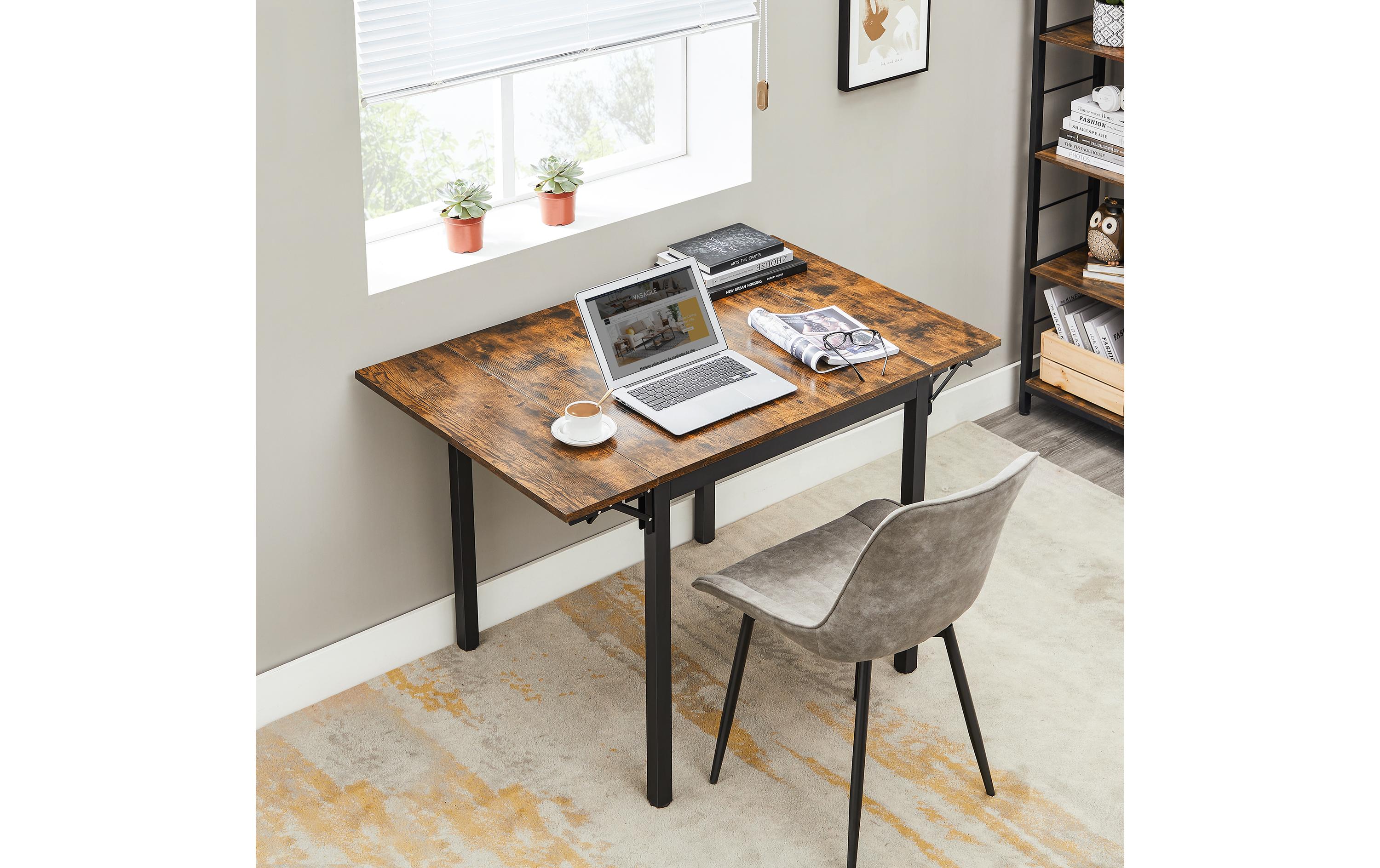 Tisch für 4 Personen 120 x 76.2 cm, Braun/Schwarz<br>Aufklappbarer Küchentisch