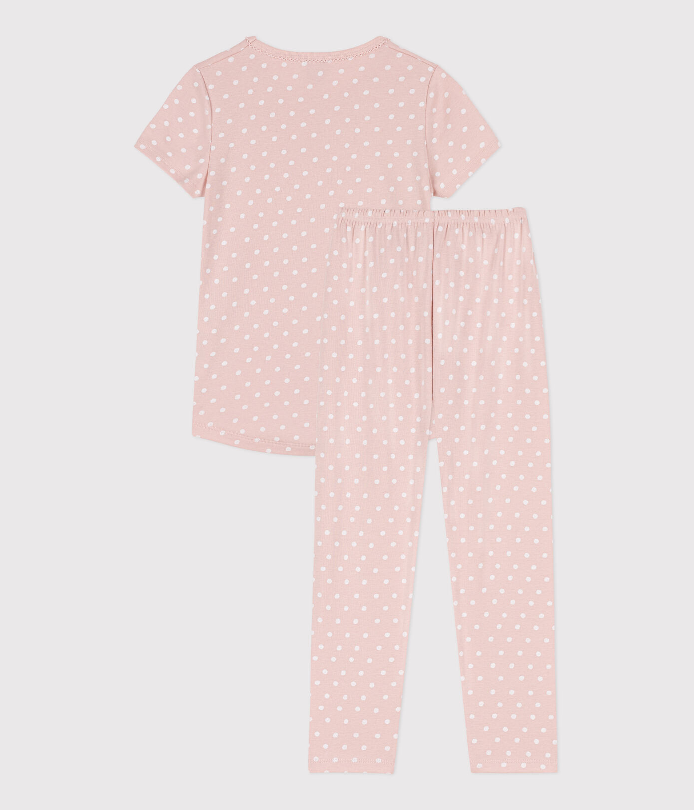 Pyjama manches courtes à pois en coton petite fille