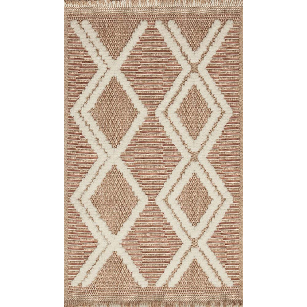 Tapis intérieur extérieur aspect jute terracotta tulum 9048 90 x 67 cm