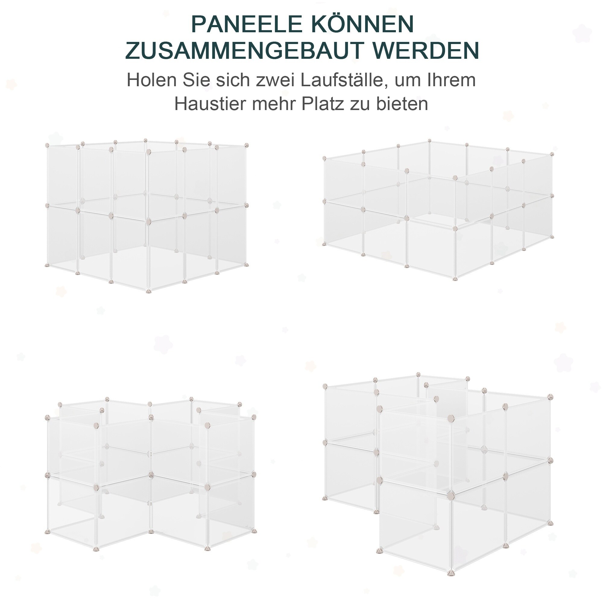 PawHut Laufgehege für kleine Haustiere weiß 105L x 105B x 45H cm