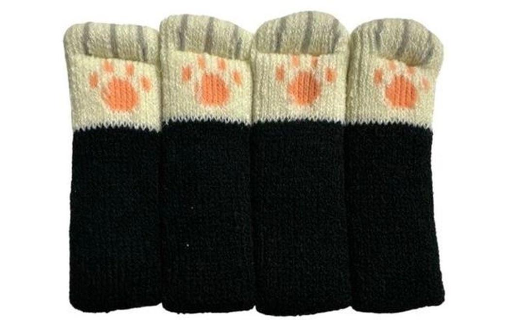 Bodenschoner Katzenpfoten Schwarz/WeissStuhlsocken
