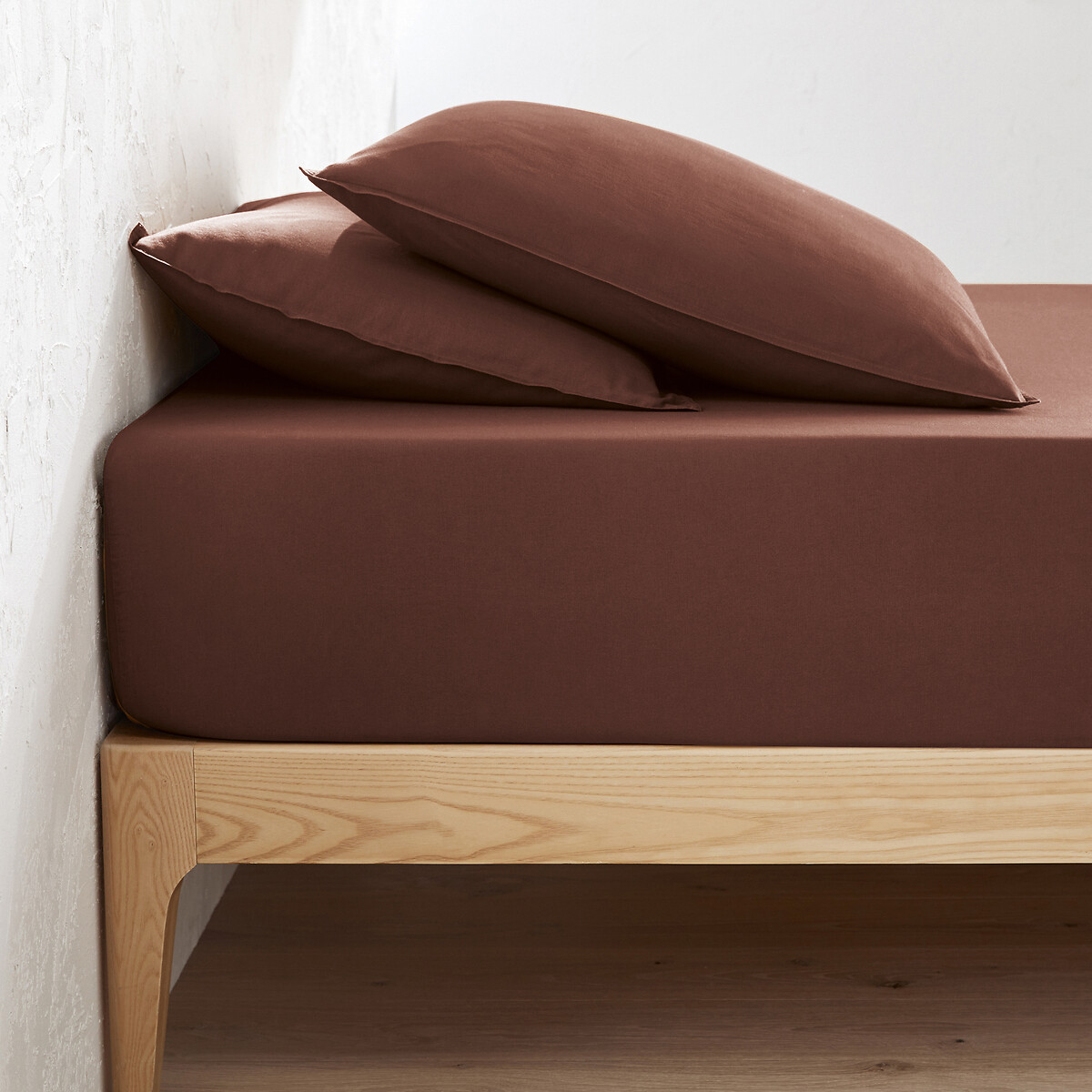 LA REDOUTE INTERIEURS<br>Lençol de baixo liso em algodão lavado, dobra de 30 cm, Scenario