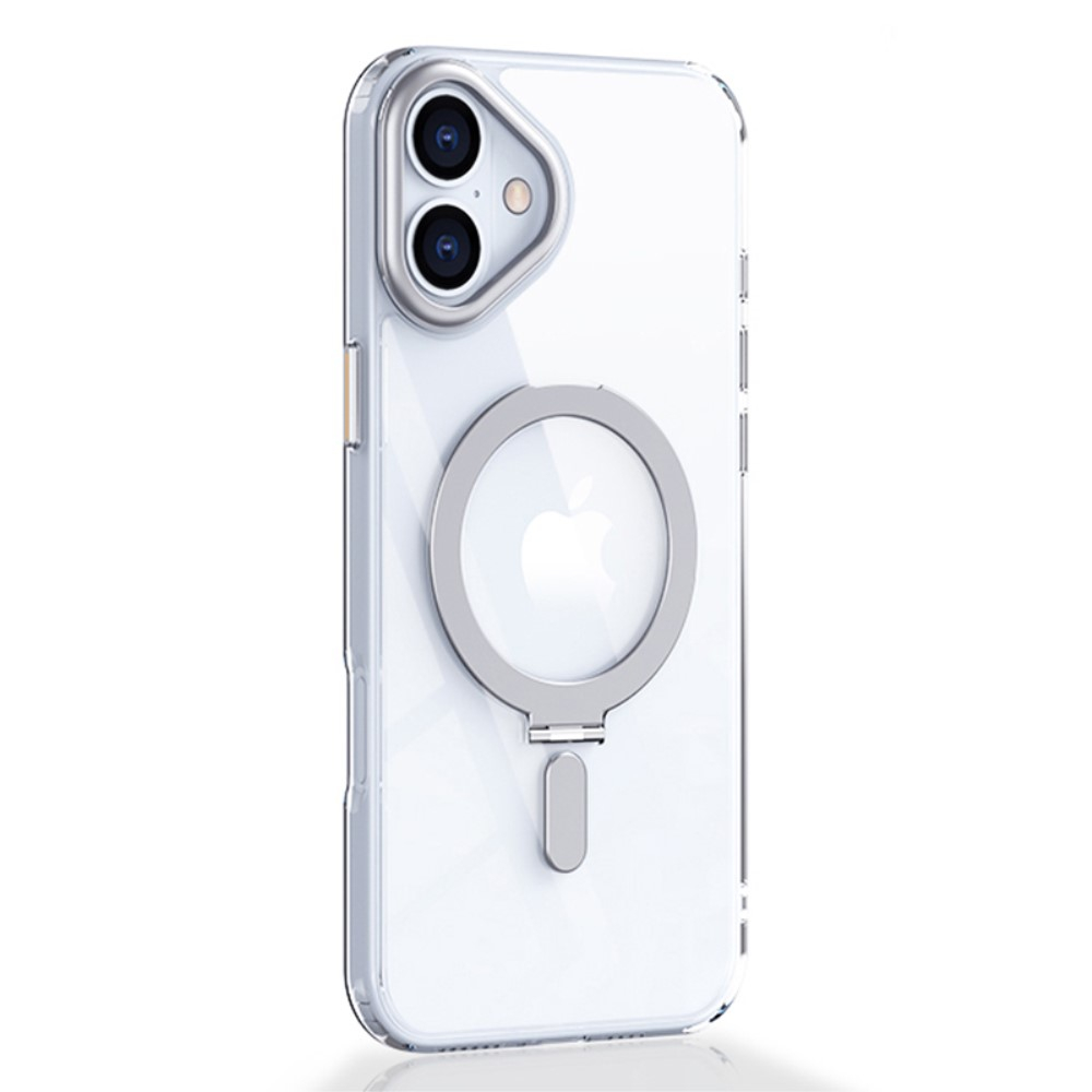 iPhone 16 MagSafe Hybrid Hardcase Hülle mit Acryl Rückseite und TPU Bumper   Kickstand Aufsteller - Transparent