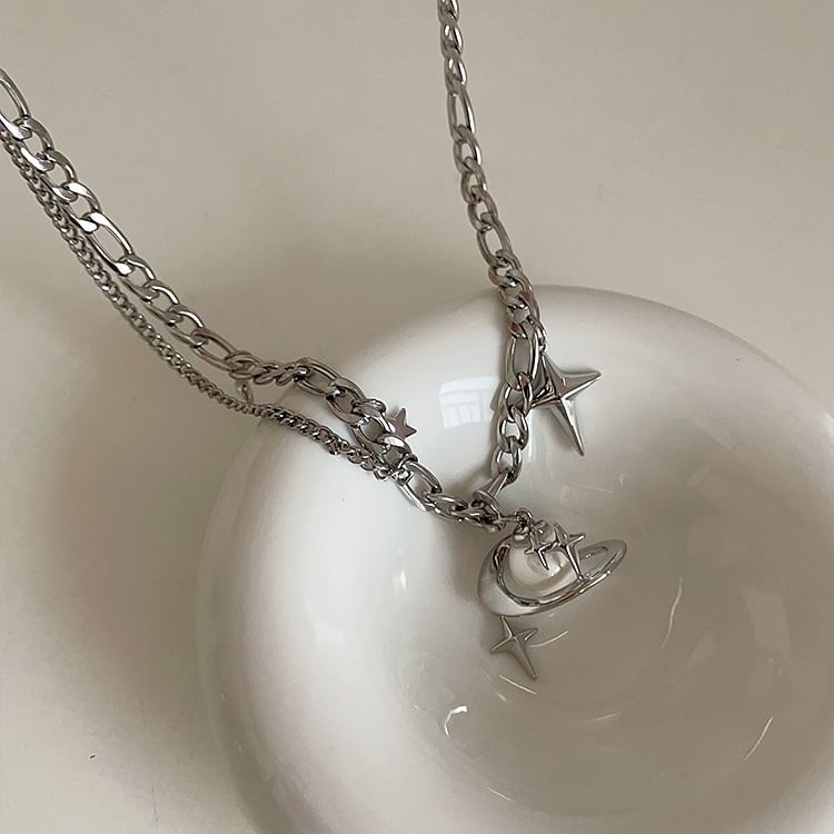 Gemsha - Planet Faux Pearl Hanger Legering Ketting
