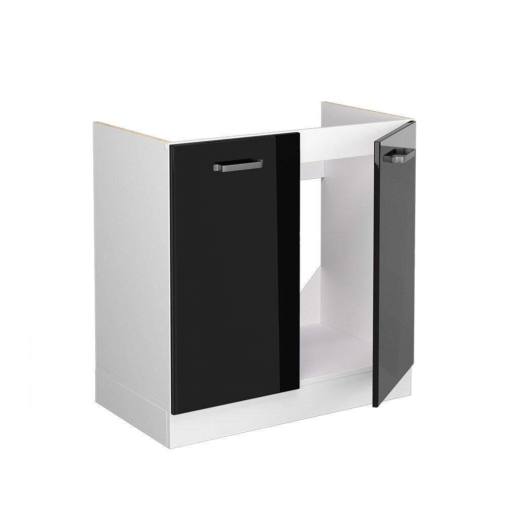 Vicco Spülenunterschrank Küchenschrank R-Line Solid Weiß Schwarz 80 cm modern