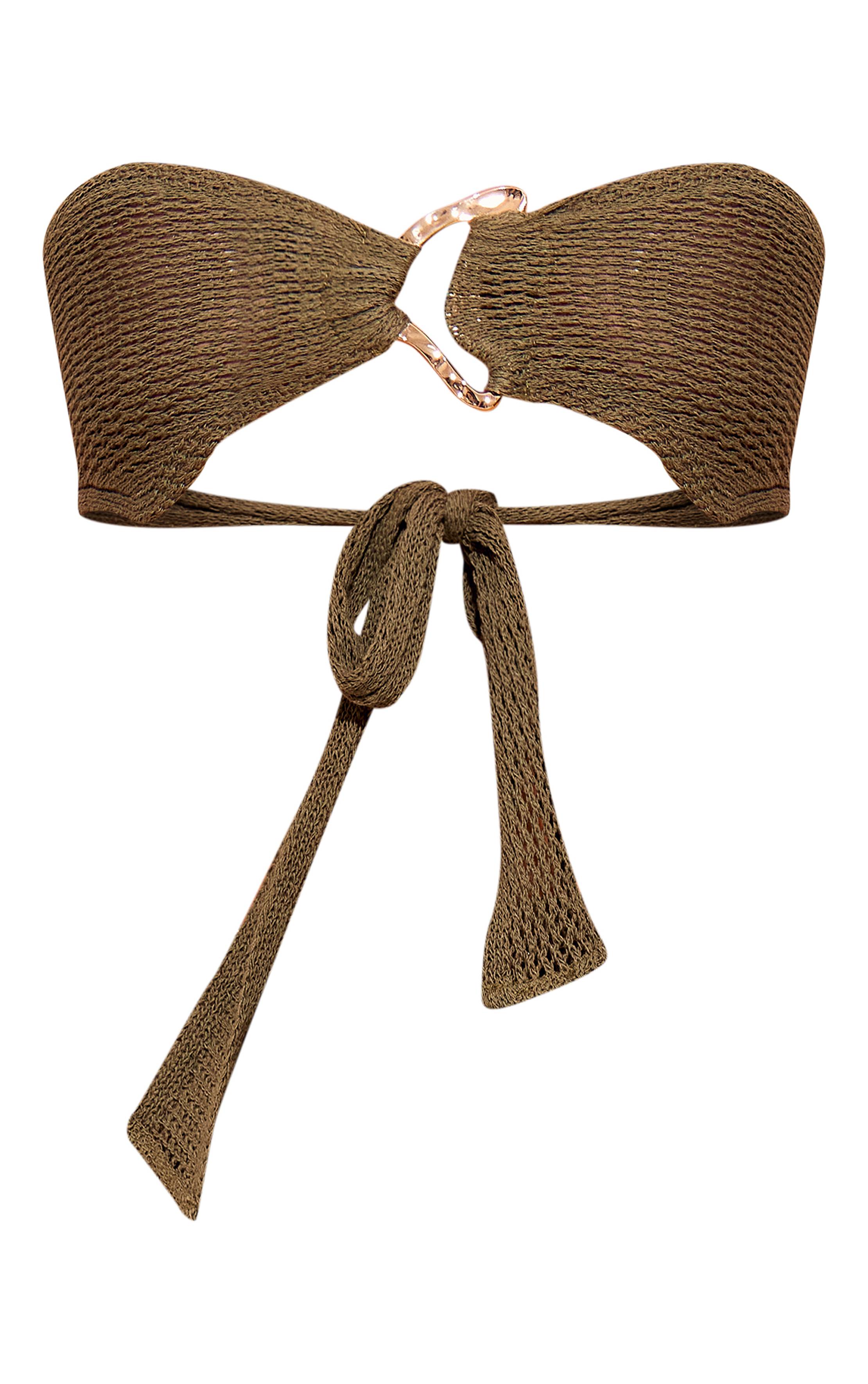 Kaki Haut De Plage Bandeau Au Crochet Avec Finitions Dorées