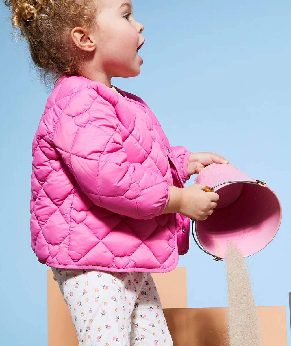 DOUDOUNE BÉBÉ FILLE EN REMBOURRAGE RECYCLÉ ROSE