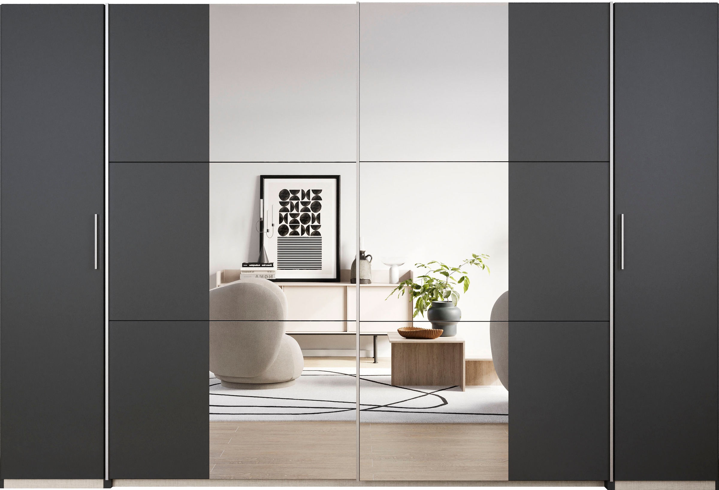 rauch Schwebetürenschrank »Kleiderschrank Drehtürenschrank Schrank Garderobe KRONACH TOPSELLER« in 3 Ausstattungen BASIC/CLASSIC/PREMIUM, Breiten 225/268/311/354 cm,  mit Dreh- und Schwebetüren und Spiegel, viele Böden MADE IN GERMANY