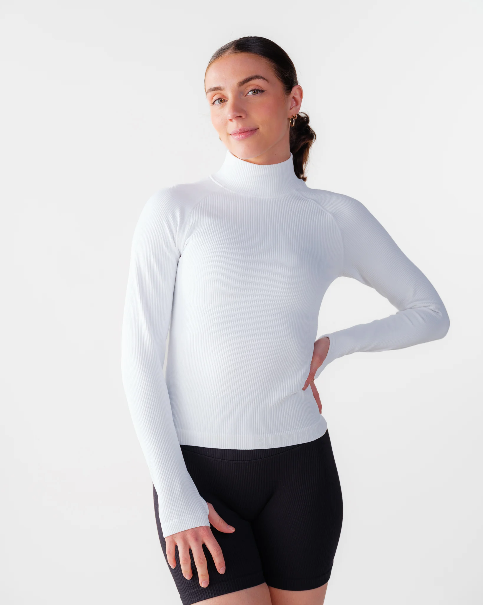 Bumpro Perfect Rib Sweatshirt Turtleneck White