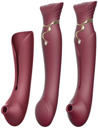 Zalo - Queen Set G-spot PulseWave Vibrator Met Suction Sleeve Rood
