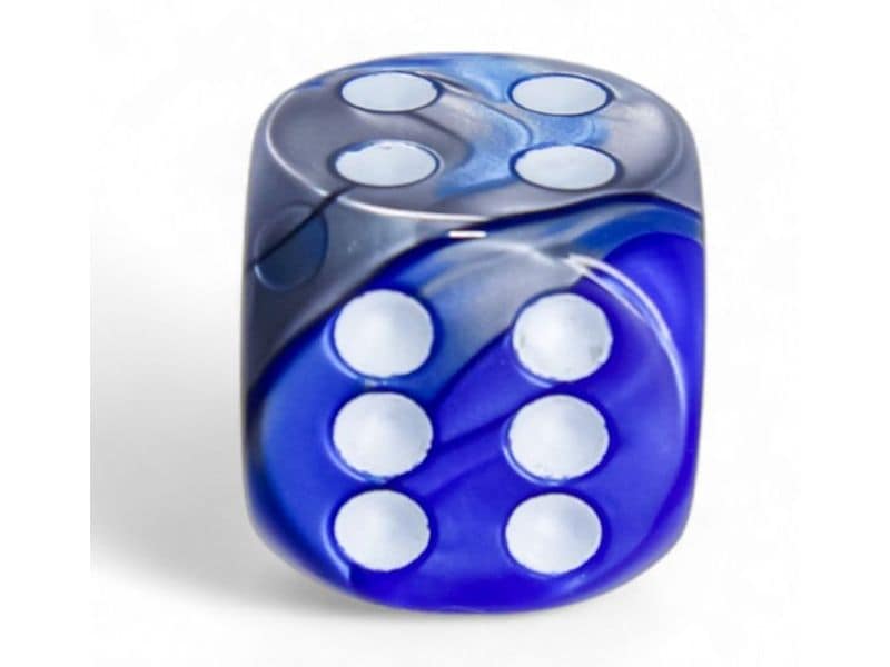 Chessex Würfelset Gemini 16 mm d6 Blau-Stahl/Weiss 12 Stk. Würfelset mit 12 Würfeln