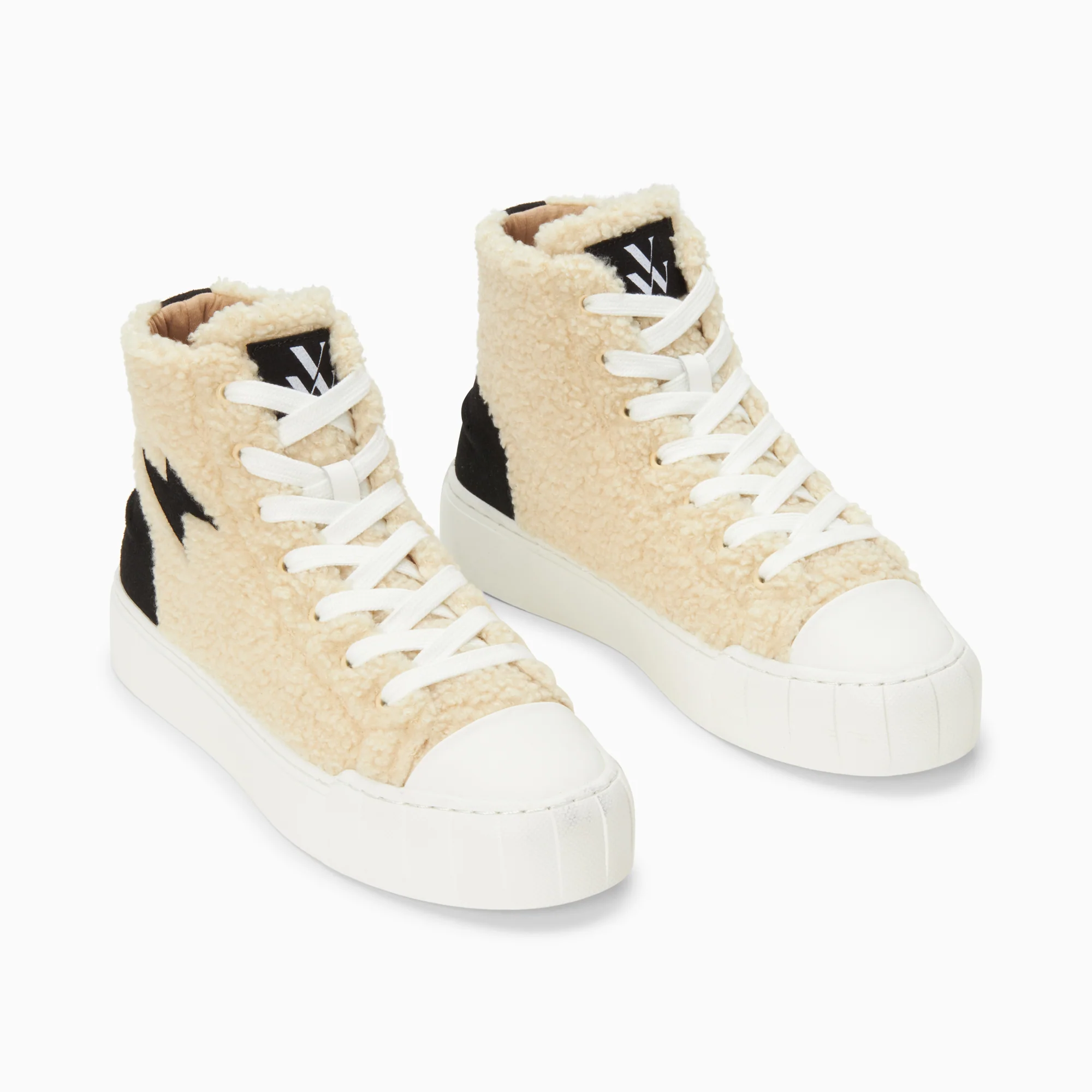 Sneakers-Baskets éclair Alba montantes blanc cassé