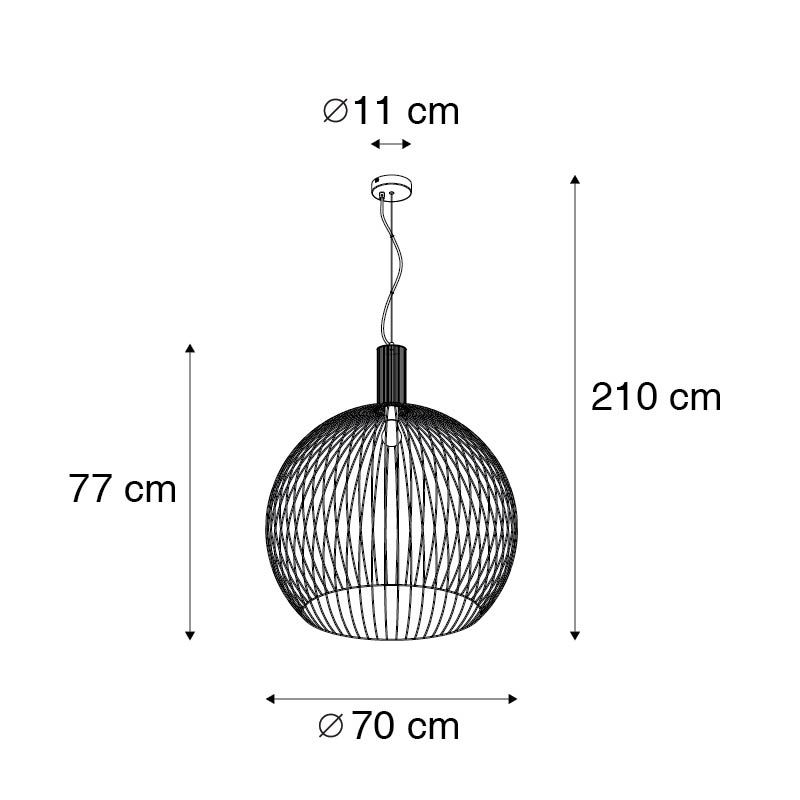 Design hanglamp rond zwart 70 cm - Dos