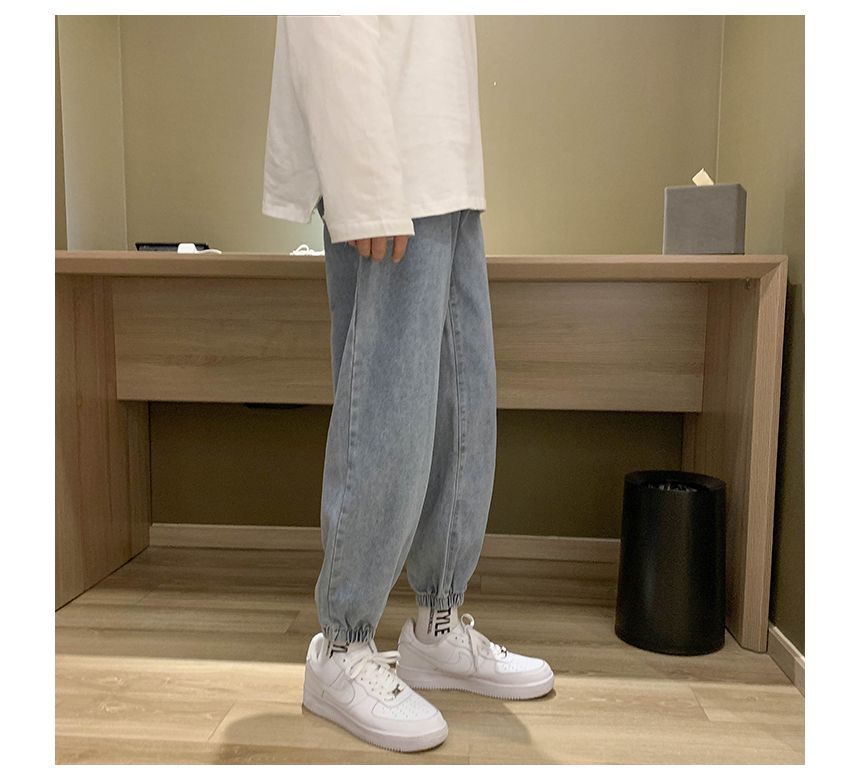 AXEN - Denim joggingbroek met hoge taille
