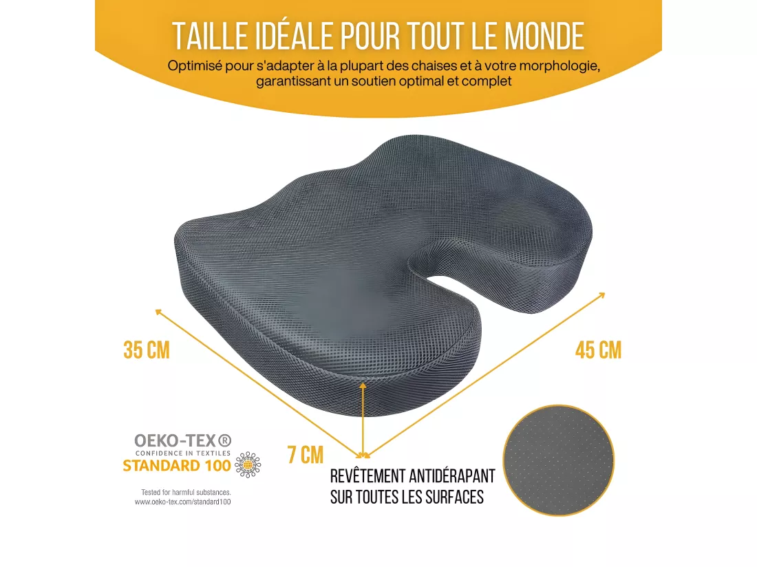 Coussin Ergonomique en Forme de U pour le Coccyx - 45x35x7 - COUSSIN FESSIER