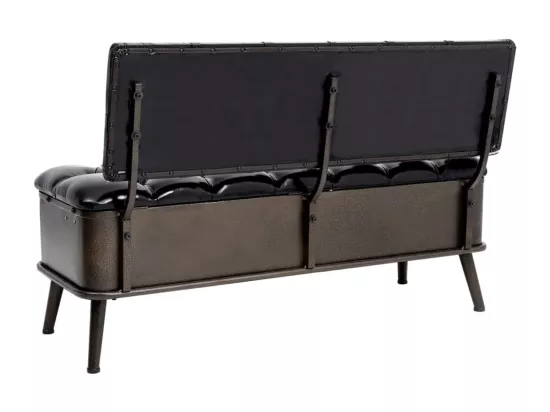 Banc de rangement avec dossier 110 cm Noir Similicuir