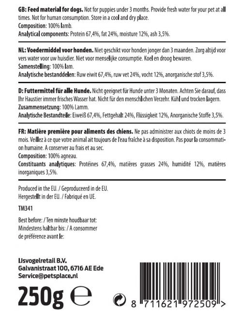 Timo Lamskophuid - Hondensnacks - Lam 250 g