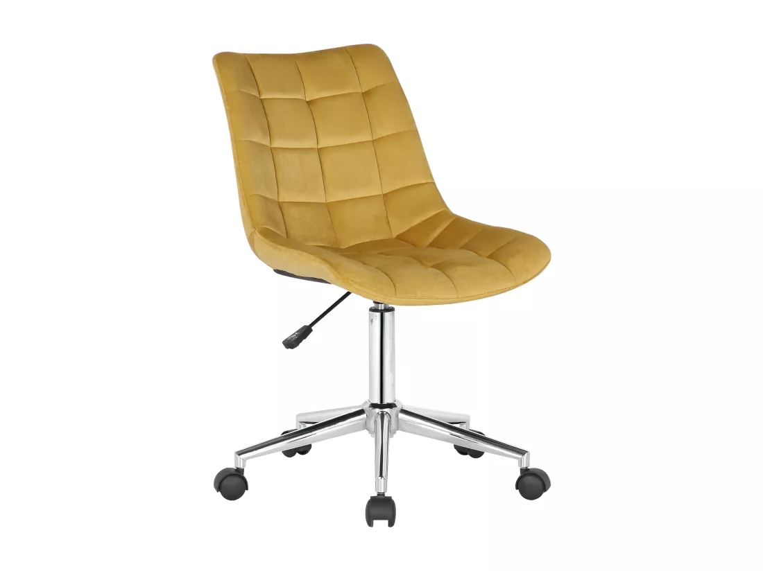 Chaise de bureau - Velours & Métal chromé - Jaune - Medford