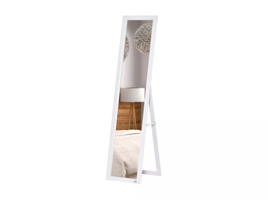 Miroir sur pied et mural rectangulaire dim. 37L x 48l x 152H cm blanc