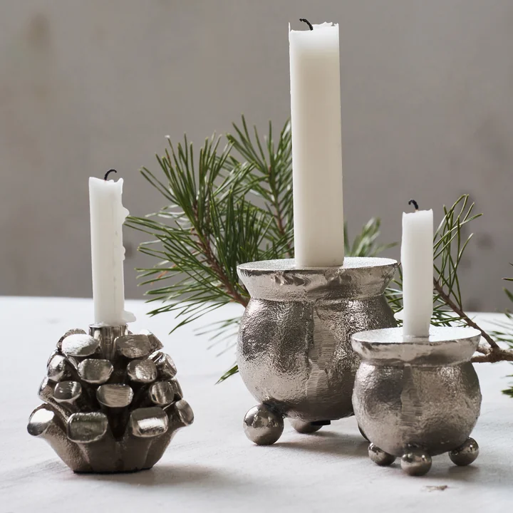 House Doctor - Classic Kerzenständer, H 6 cm, antik-silber