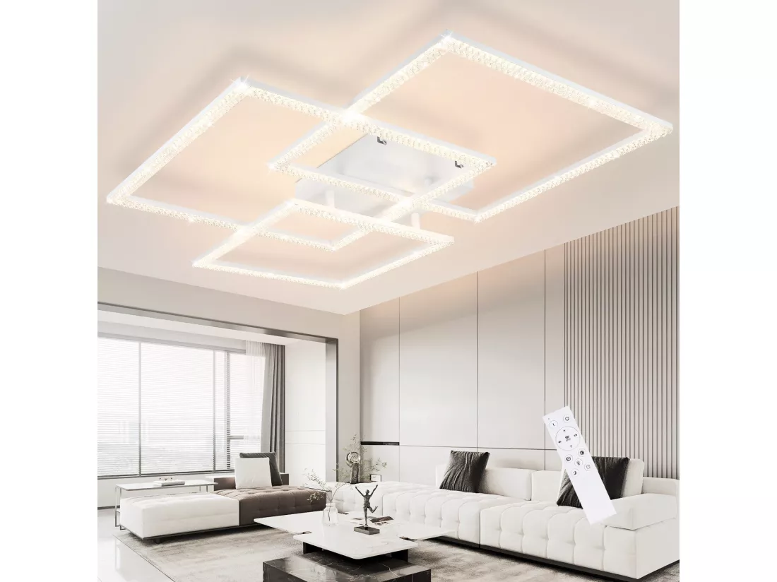 NETTLIFE plafonnier LED salon noir 75CM réglable moderne cristal chambre lampe Design lampe d'intérieur avec