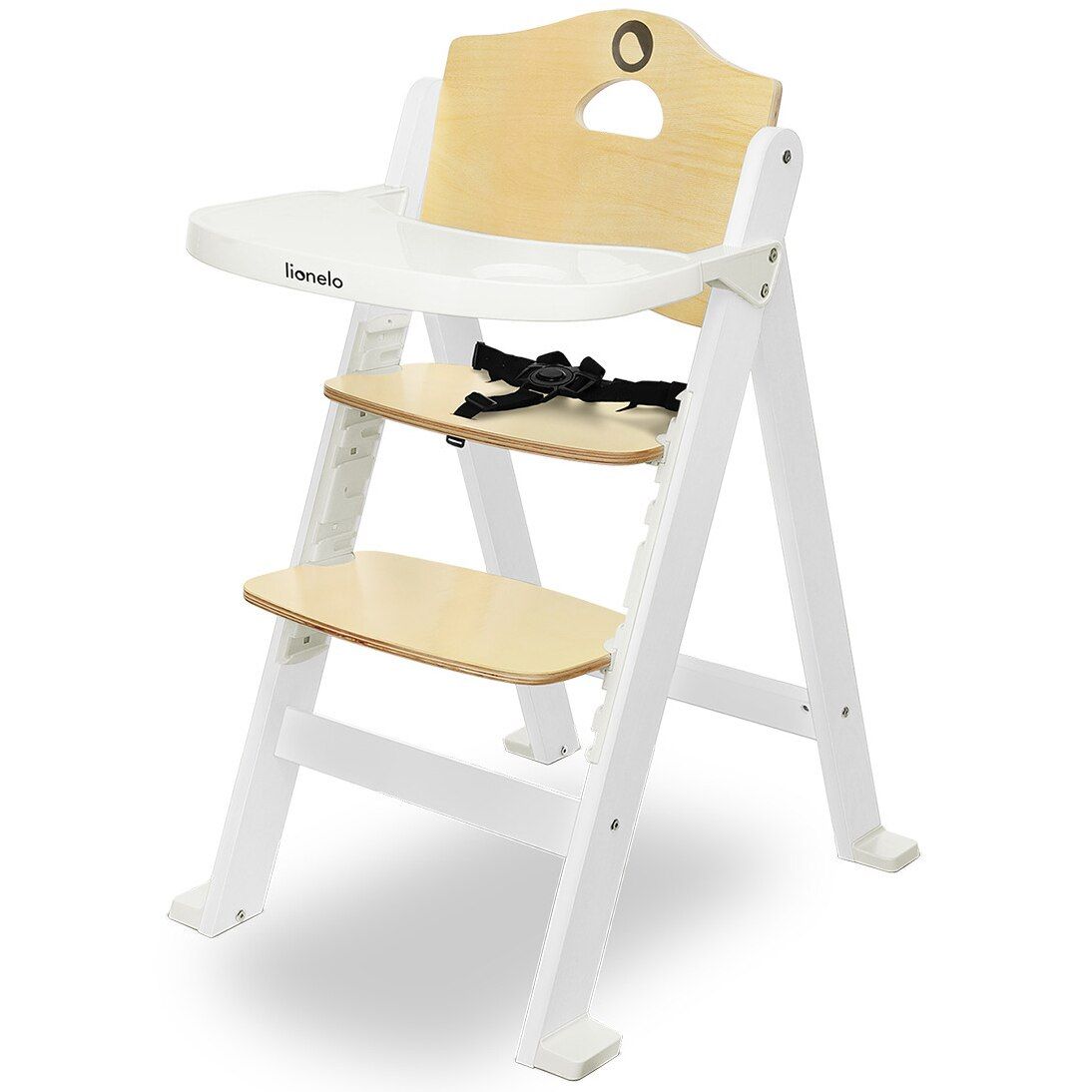 Lionelo Floris Chaise haute en bois pour bébé jusqu’à 40 kg Blanc