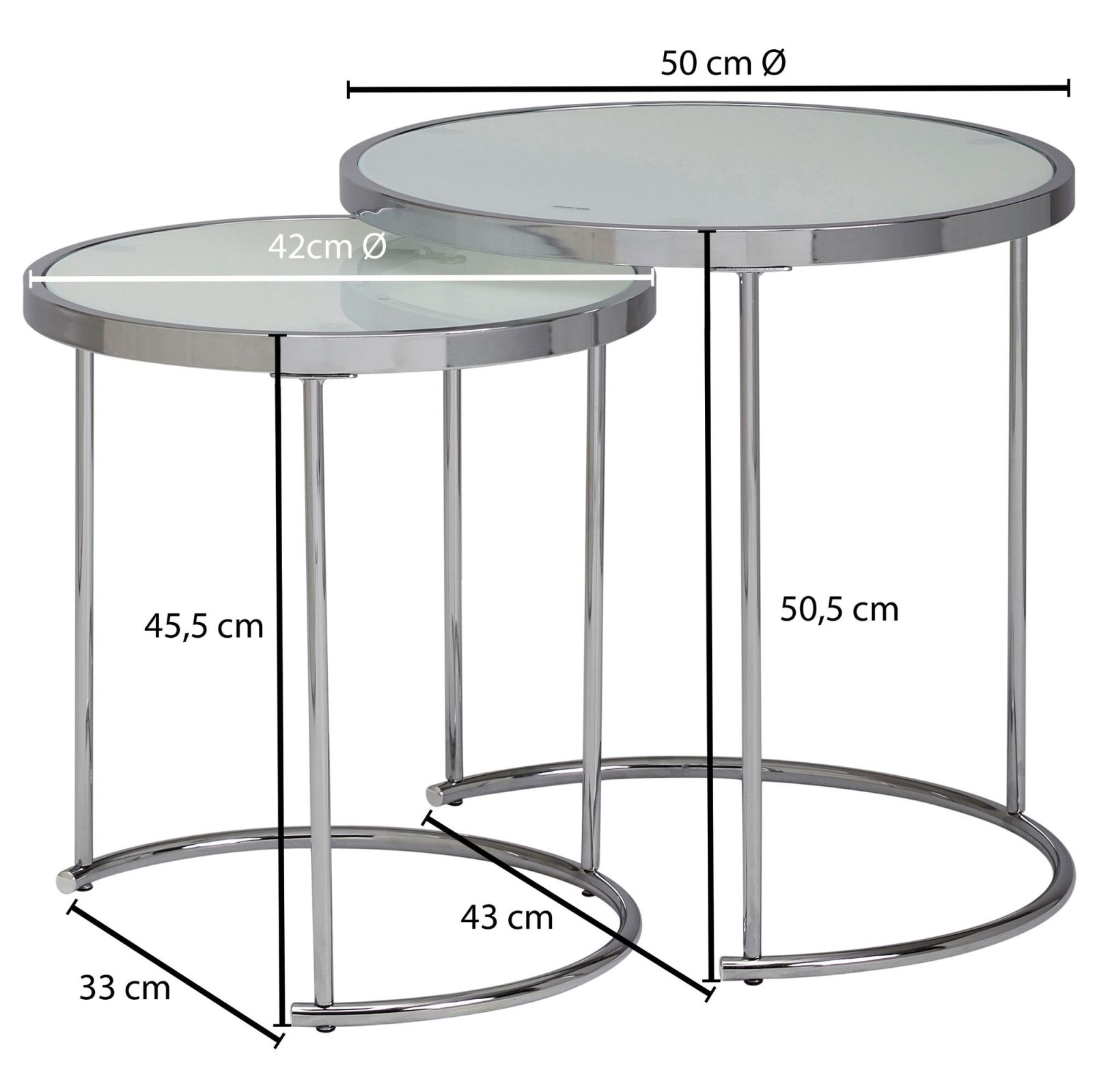 2er-Set Beistelltisch - silber - verspiegelt