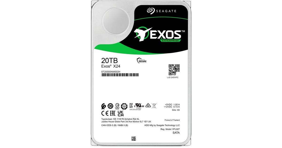 SeagateExos X24 20 TB harde schijf  (ST20000NM002H, SATA/600, 24/7)
