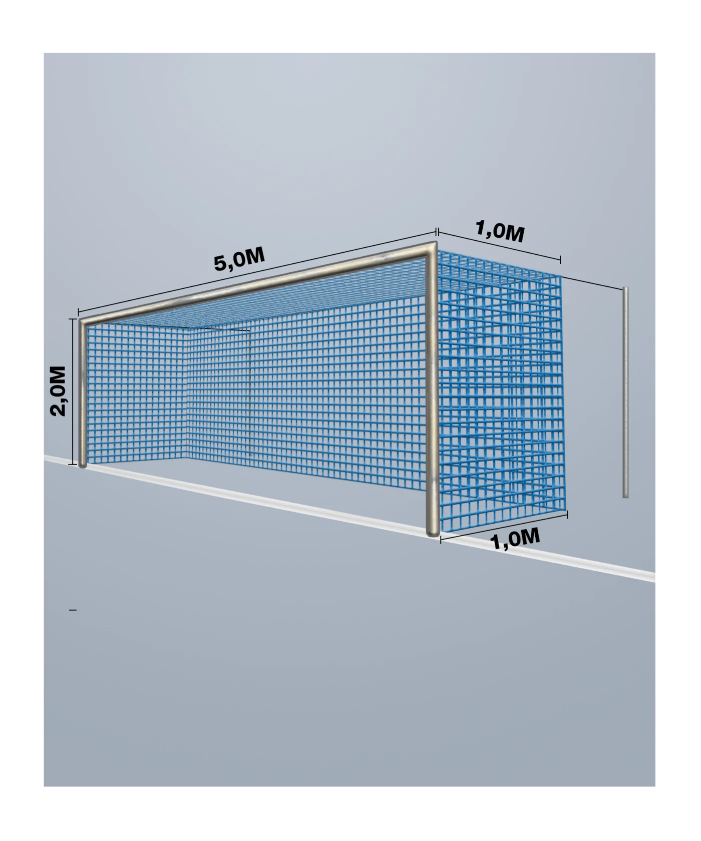 Cawila Tornetz 5,15x2,05m | Tiefe 1,0x1,0m | Maschenweite 12cm | Stärke 4mm | blau