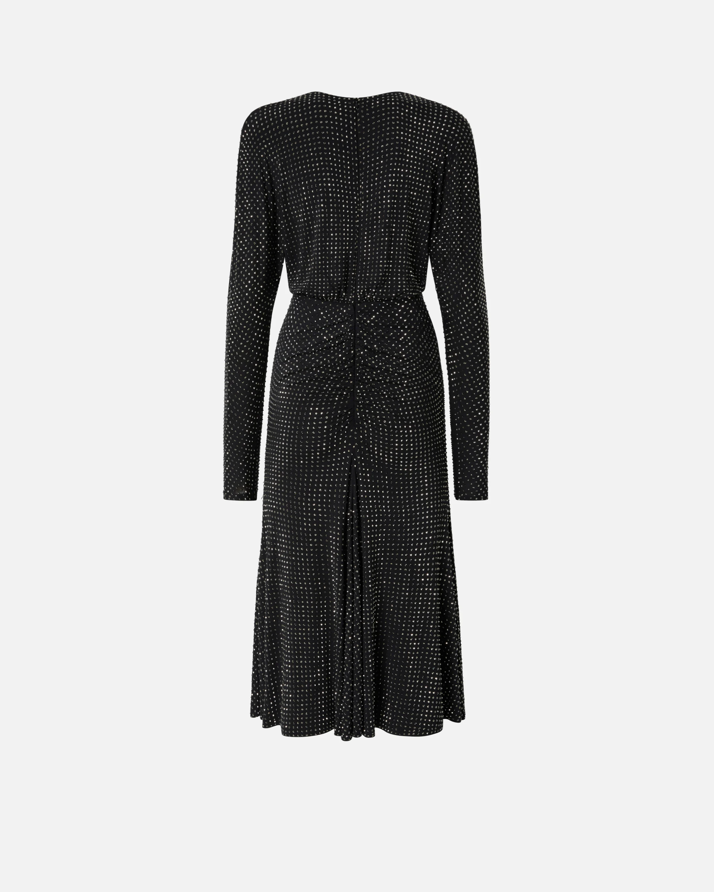 Robe midi intégralement ornée de strass | Noir