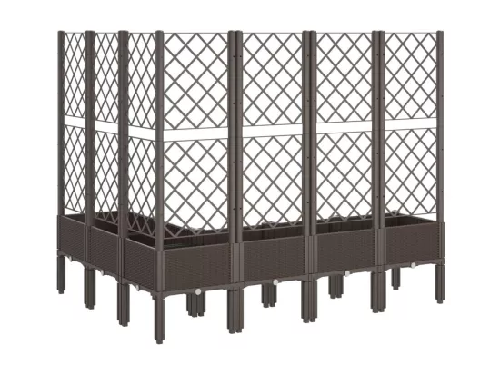 Jardinière avec treillis marron 160x120x142 cm PP