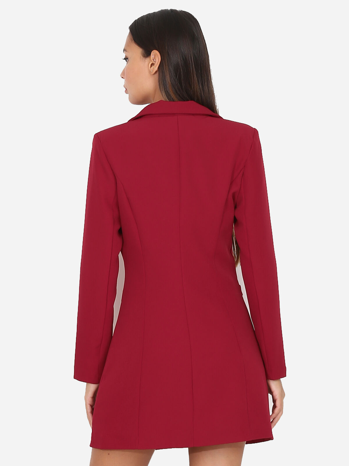 Robe blazer cintrée et boutonnée- Bordeaux
