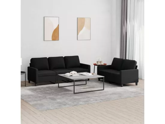 Ensemble de canapés 2 pcs avec coussins Noir Tissu