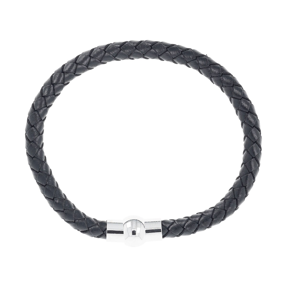 Bracelet acier avec cuir noir