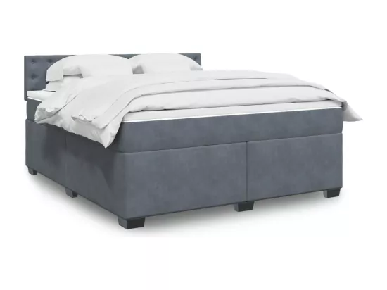 Sommier à lattes de lit et matelas Gris foncé 180x200cm Velours