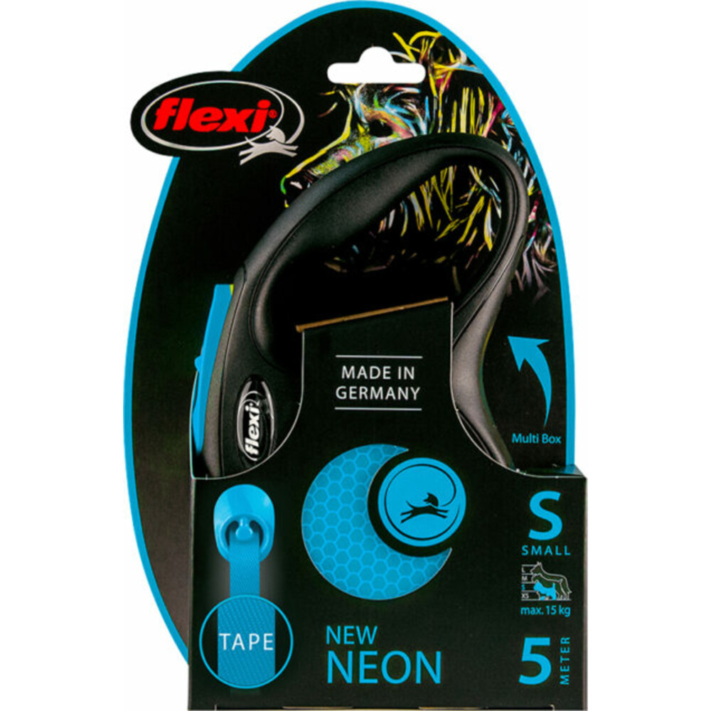 Flexi Rollijn New Neon Tape 5 mtr tot 15 kg Blauw