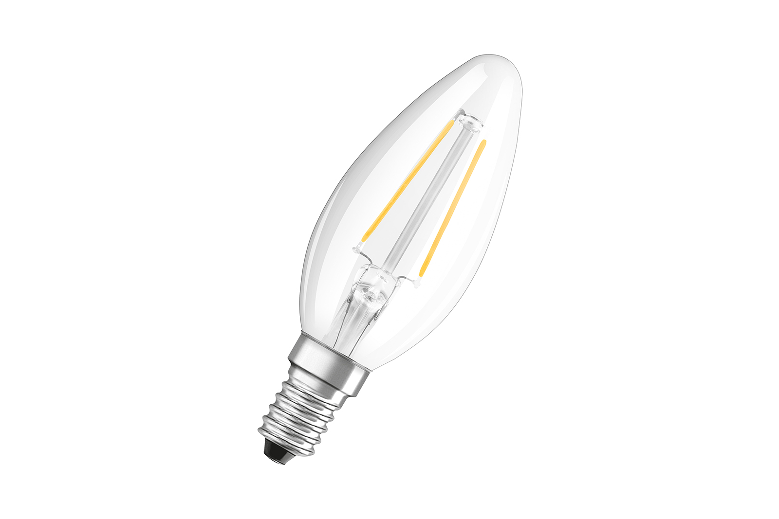 Mignon LED-lyspære E14 Klart glass med E14-sokkel og varmhvitt lys. Ikke dimbar.