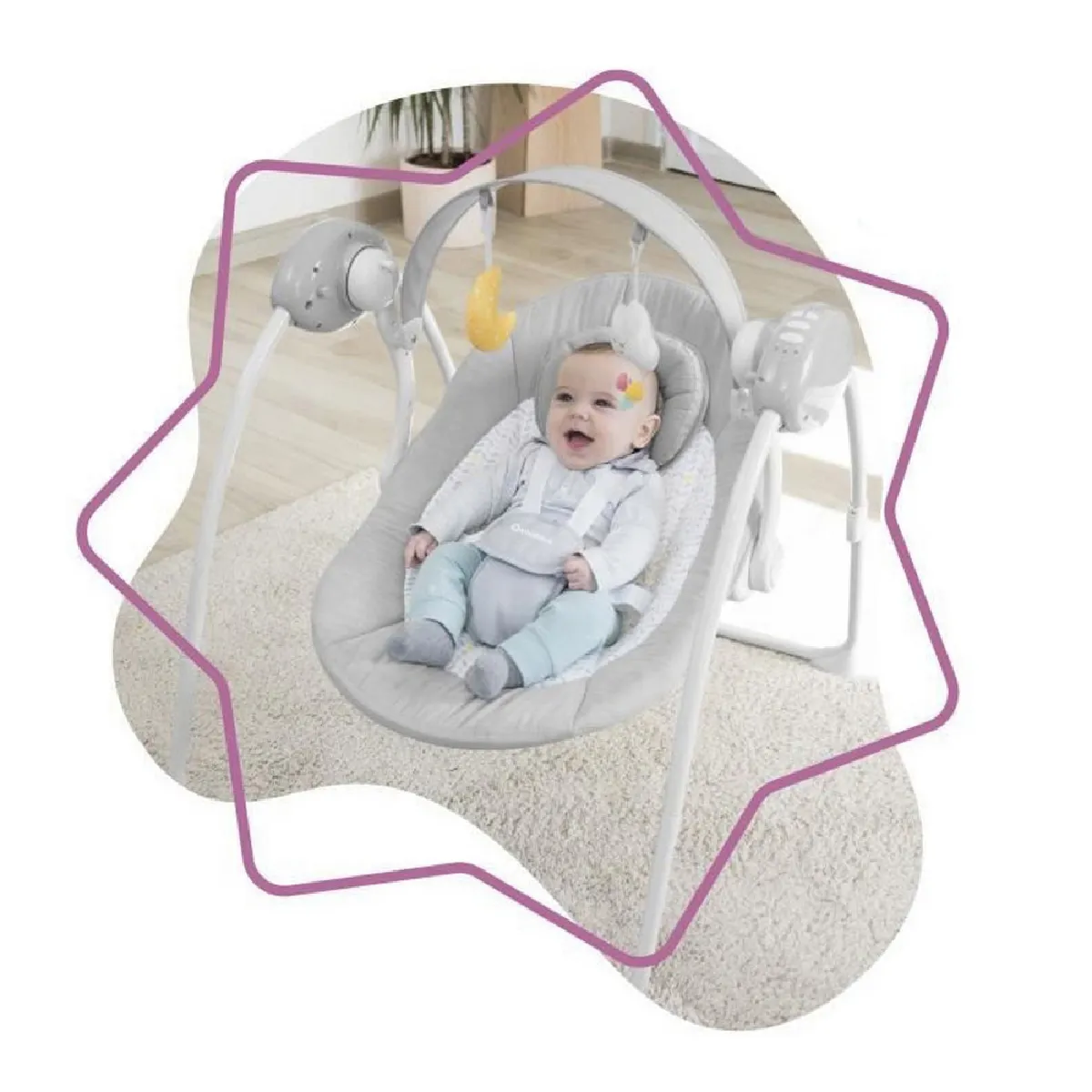 Fauteuil à Bascule Badabulle Gris Blanc