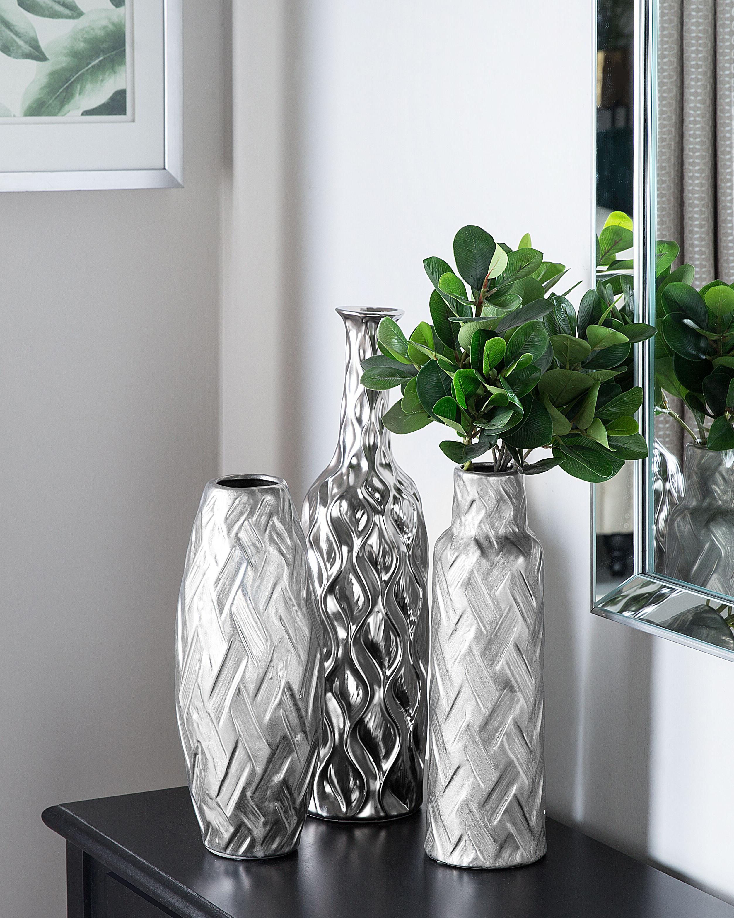 Decoratieve vaas ARPAD Steengoed 33 cm Zilver