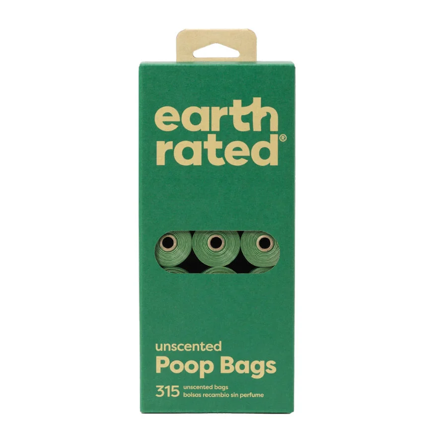Sacos para recolher fezes de cachorro Earth Rated, sem perfume.