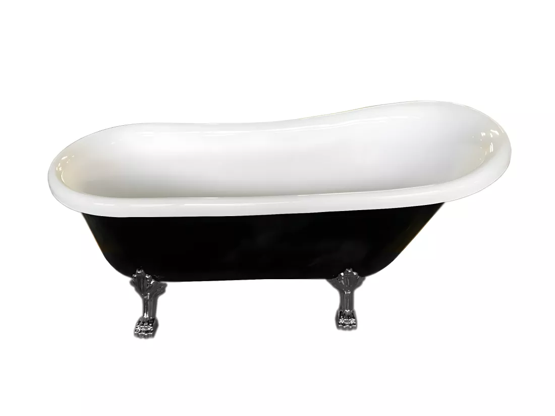 Baignoire ilôt retrò 170 x 80 cm noir avec pieds argent – Marigold Noir