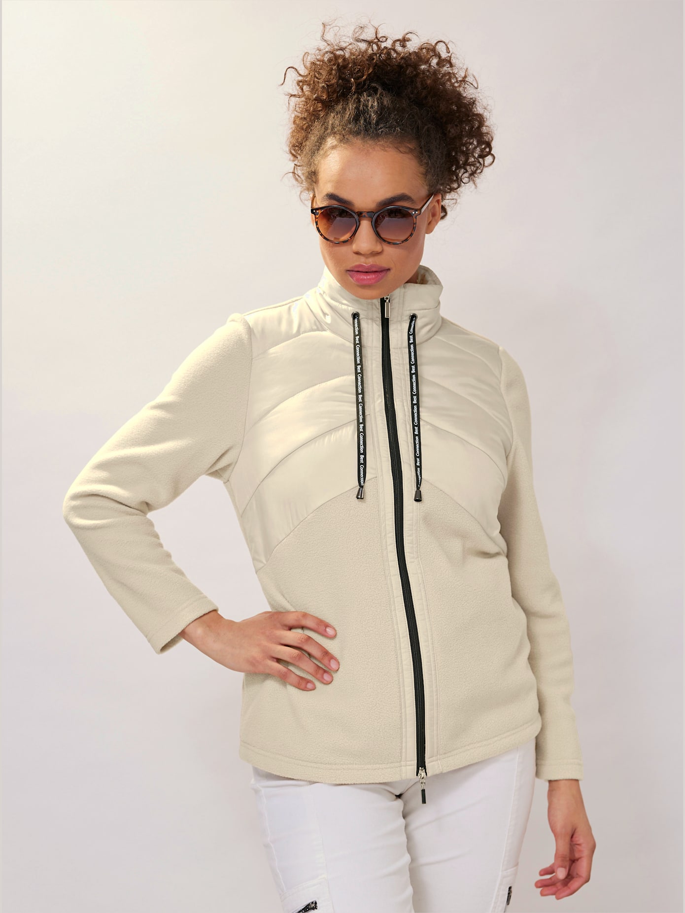 Veste polaire empiècement en nylon tendance