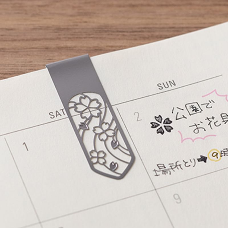 MIDORI JAPAN - Bladwijzer van roestvrij staal met bloemenuitsparing