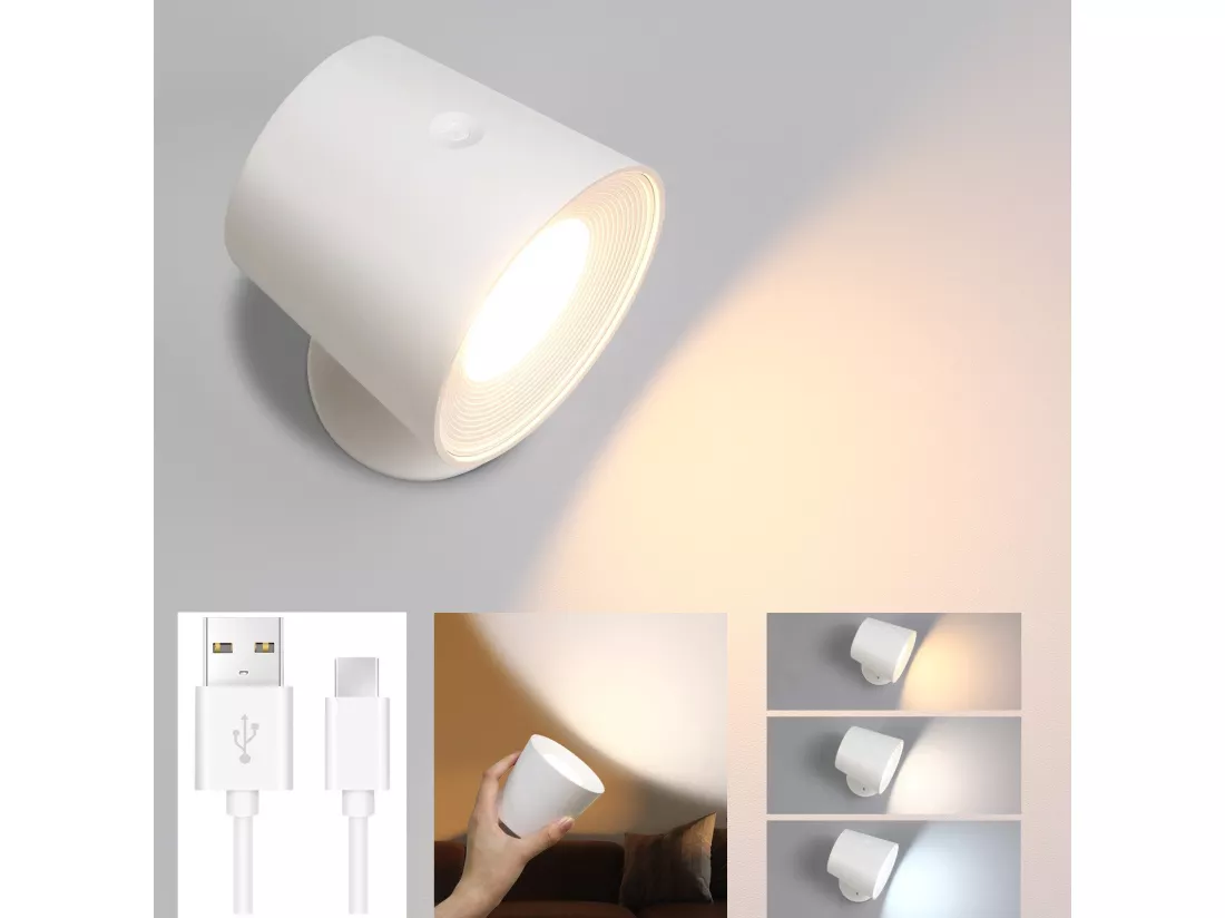 NETTLIFE Applique murale intérieure sans alimentation électrique : Lampe murale LED avec interrupteur eBlanc Sans fil Eclairage mural Touch Variable